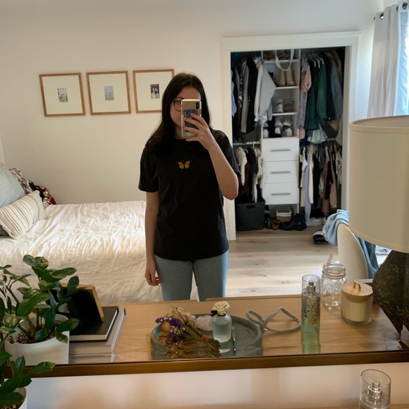 Brandy Melville Black Butterfly Top - Picture 2 of 5